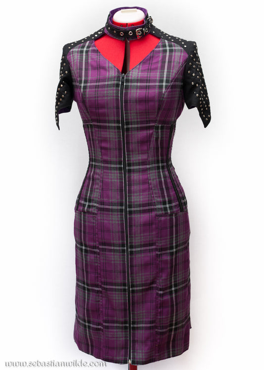 Purple tartan punk dress