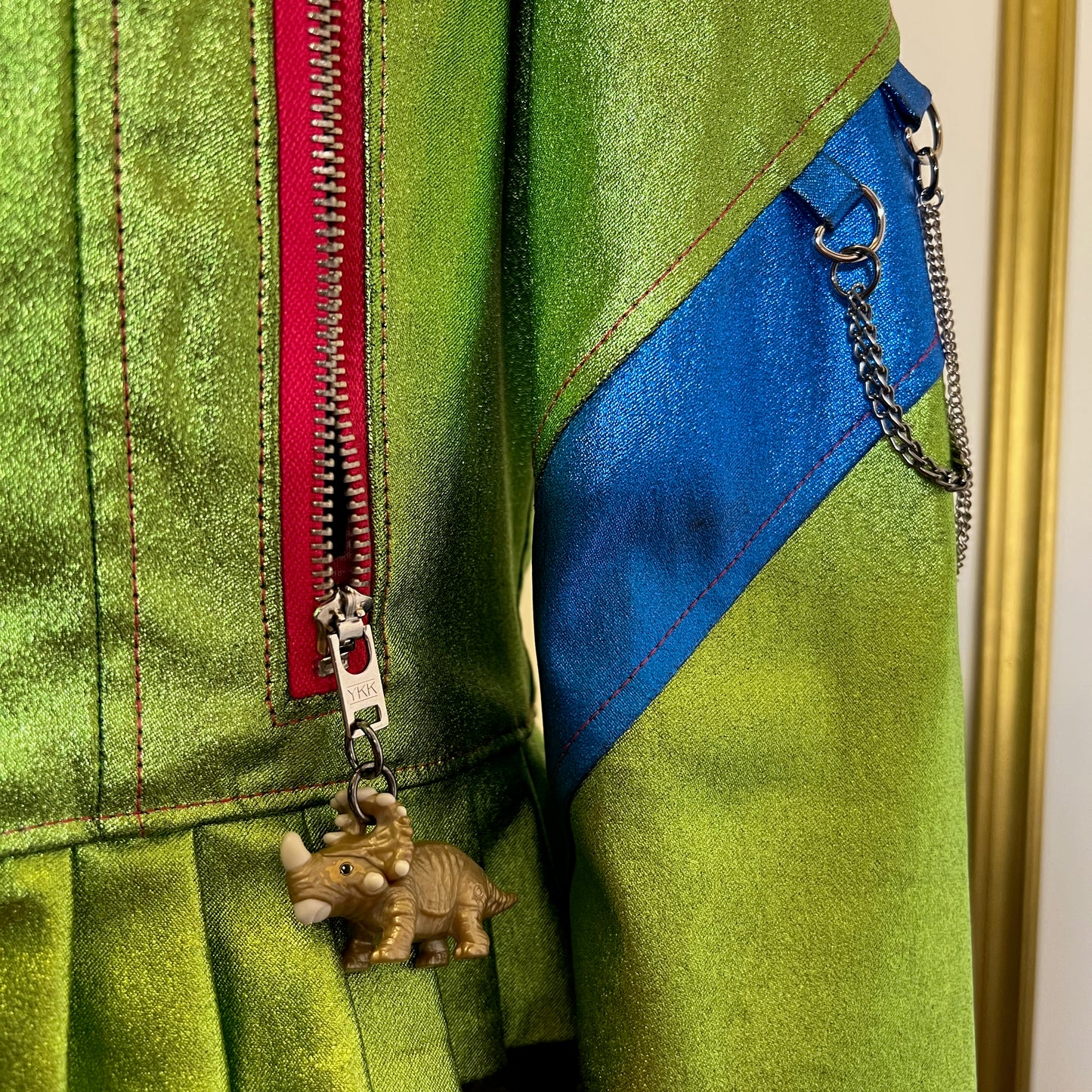 Metallic green dino punk jacket