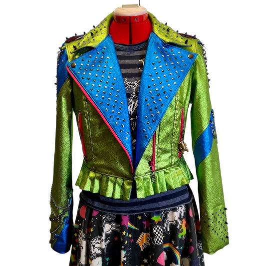 Metallic green dino punk jacket