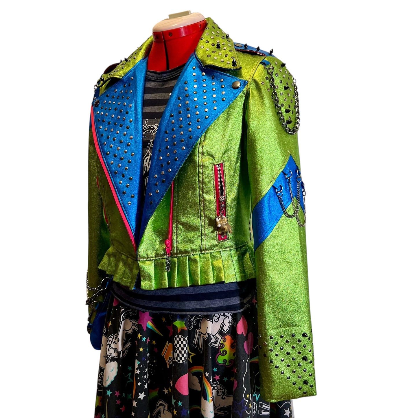 Metallic green dino punk jacket