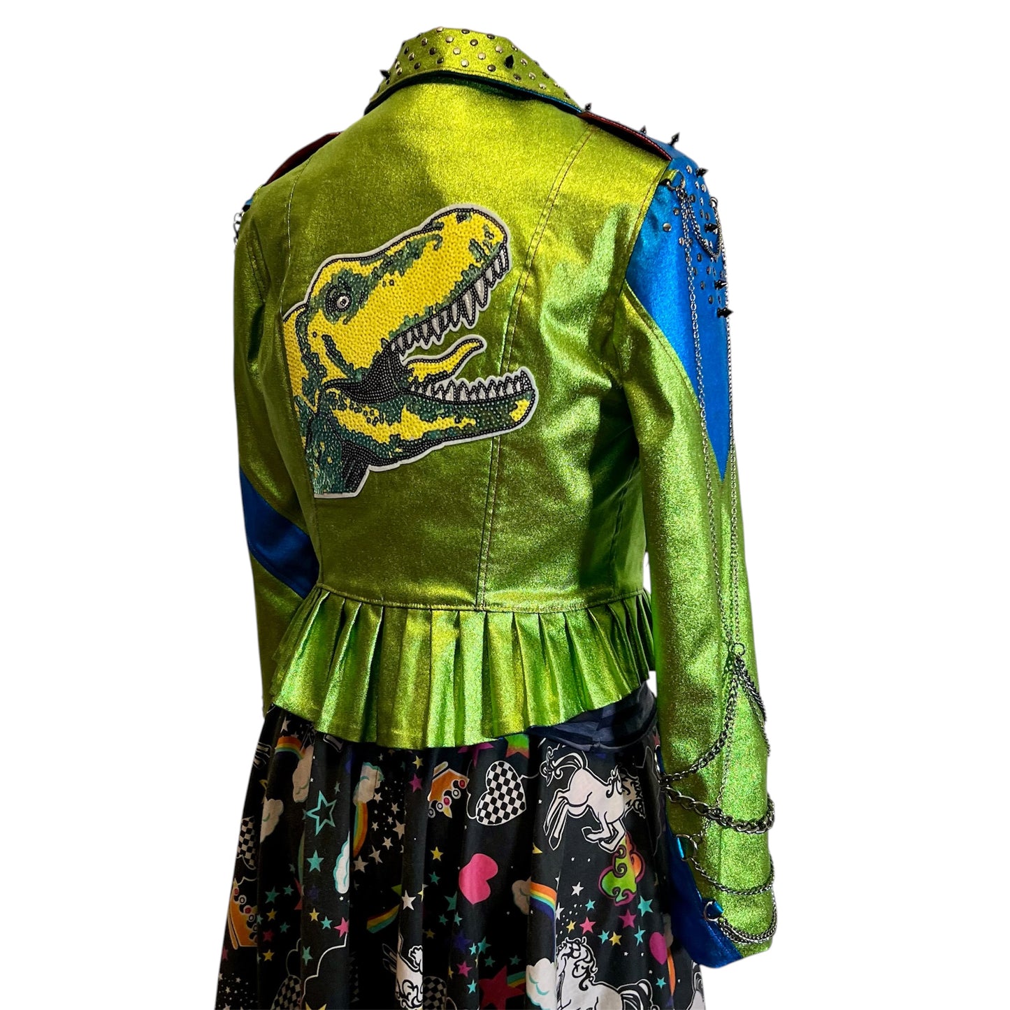 Metallic green dino punk jacket