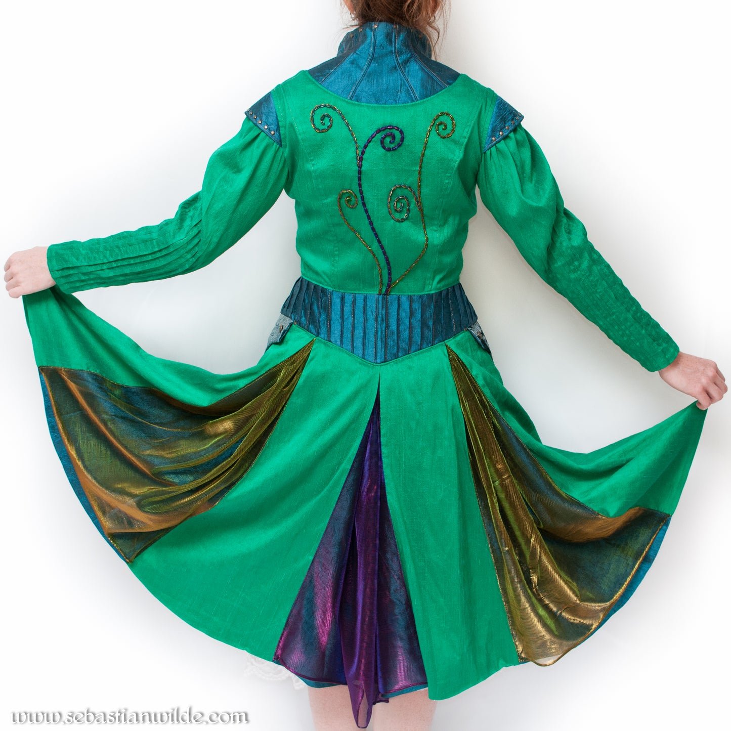 Silk Peacock Coat Dress