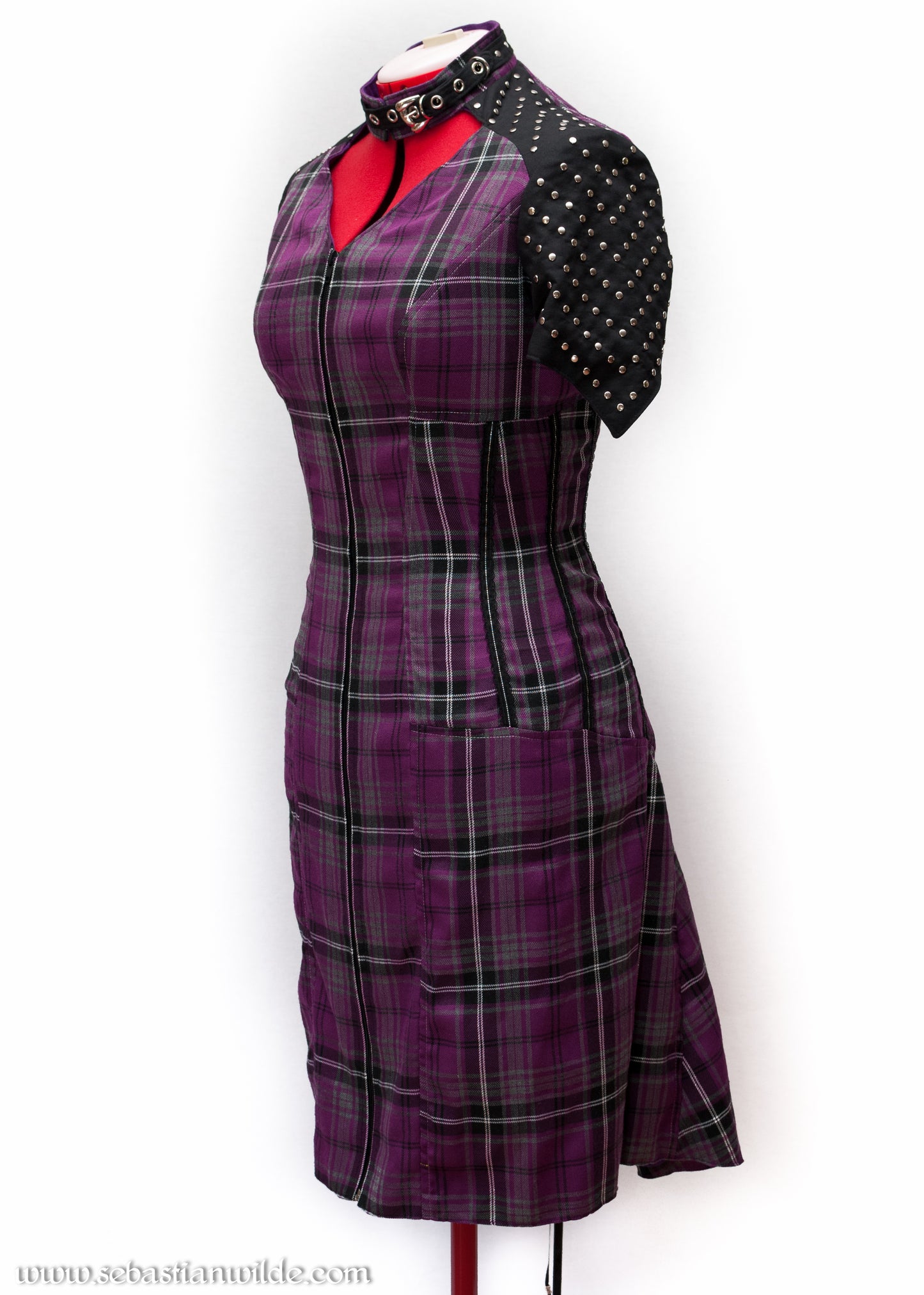 Purple tartan punk dress