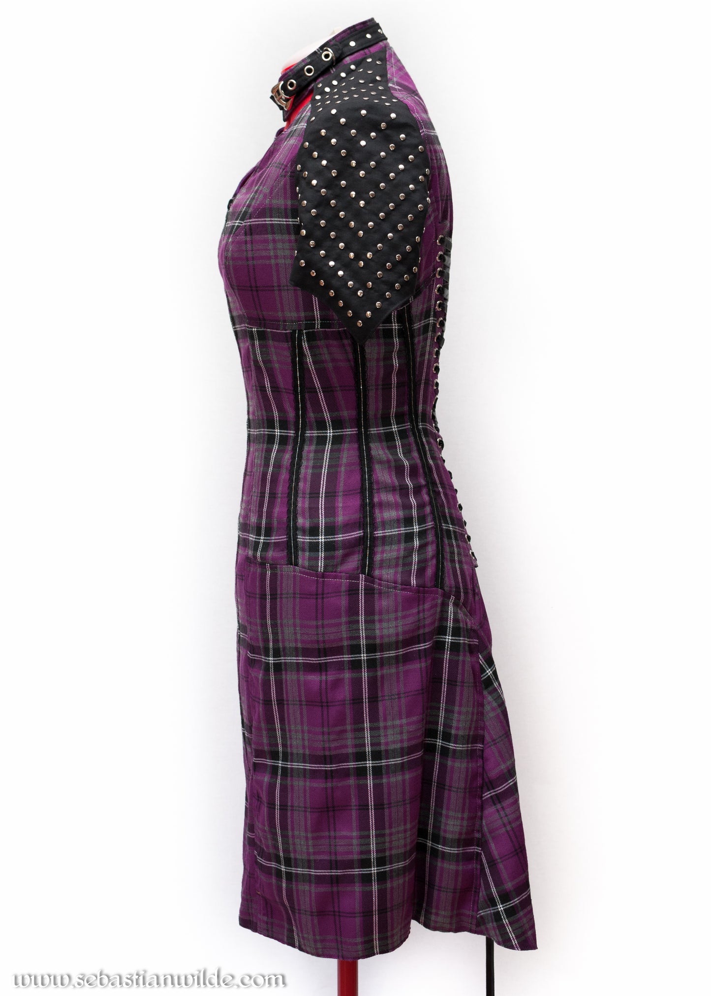 Purple tartan punk dress