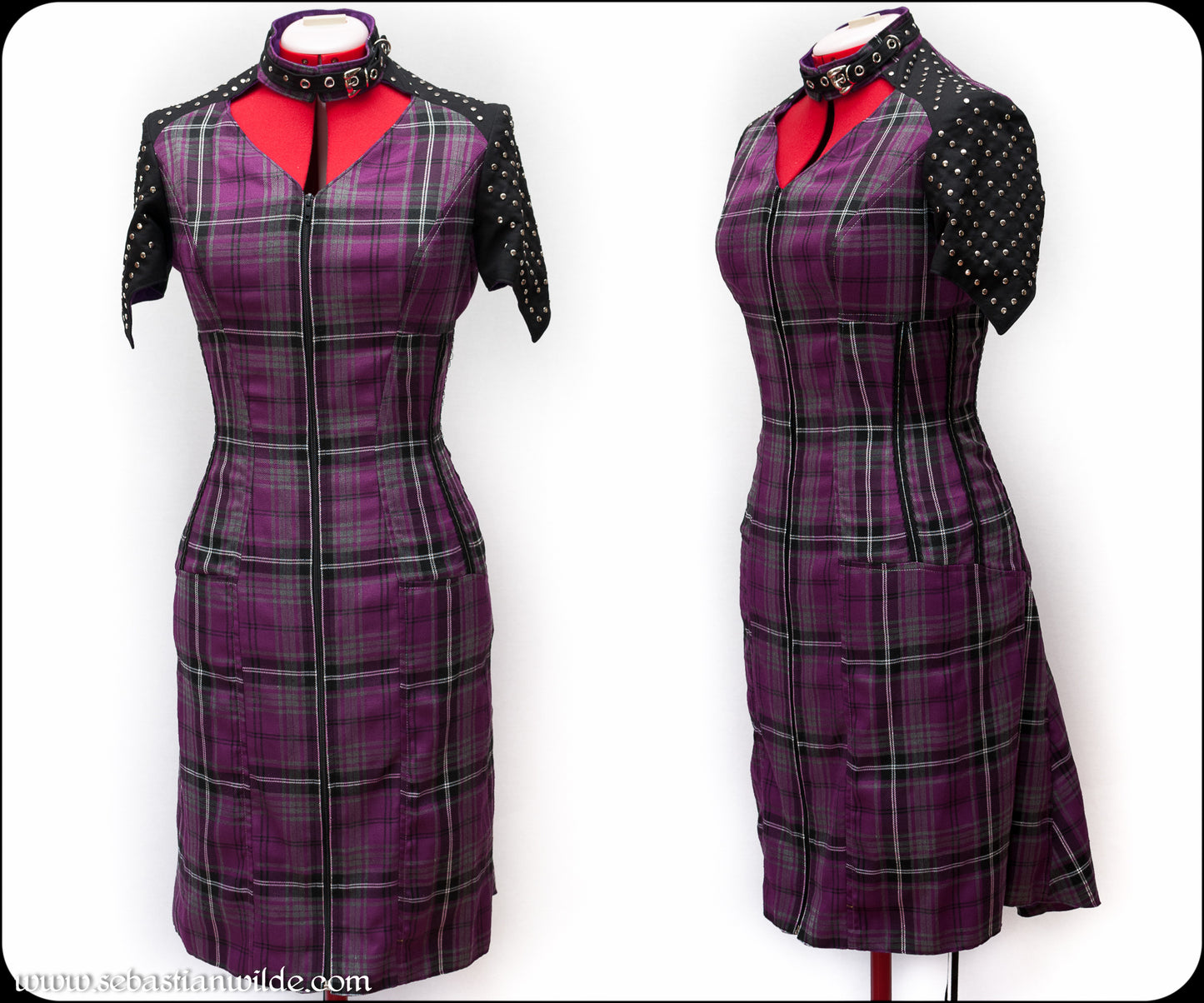 Purple tartan punk dress