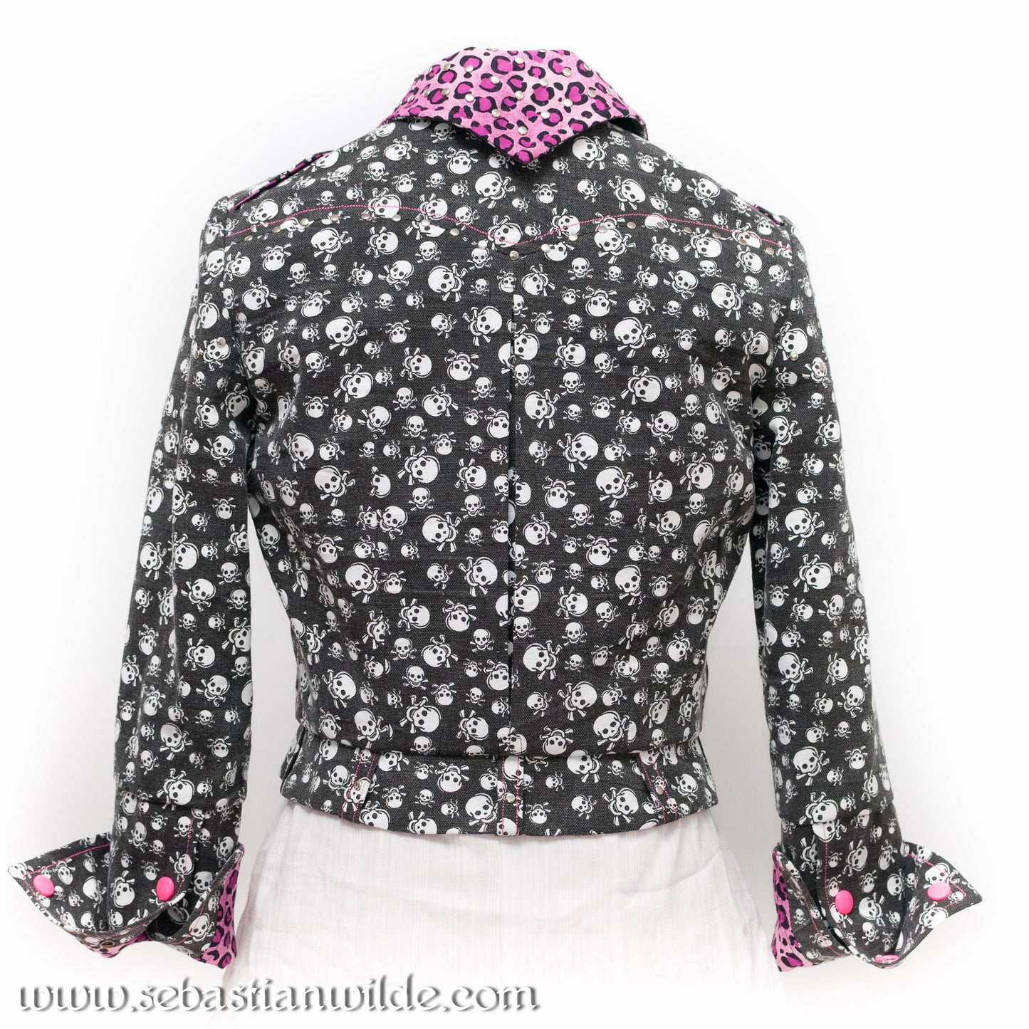 Rockabilly Skulls & Leopard Print Biker Jacket