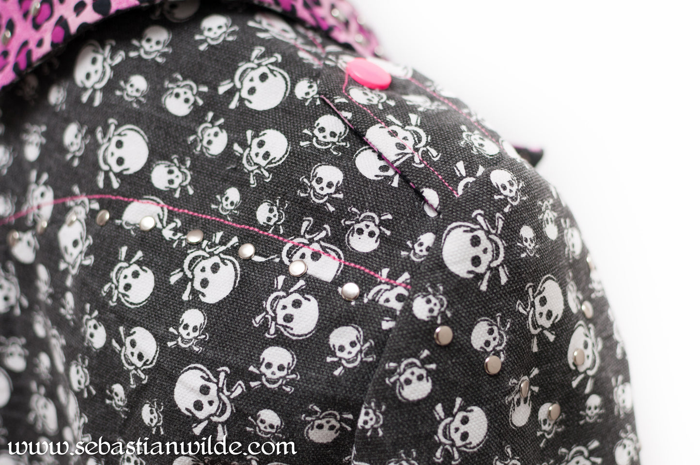 Rockabilly Skulls & Leopard Print Biker Jacket